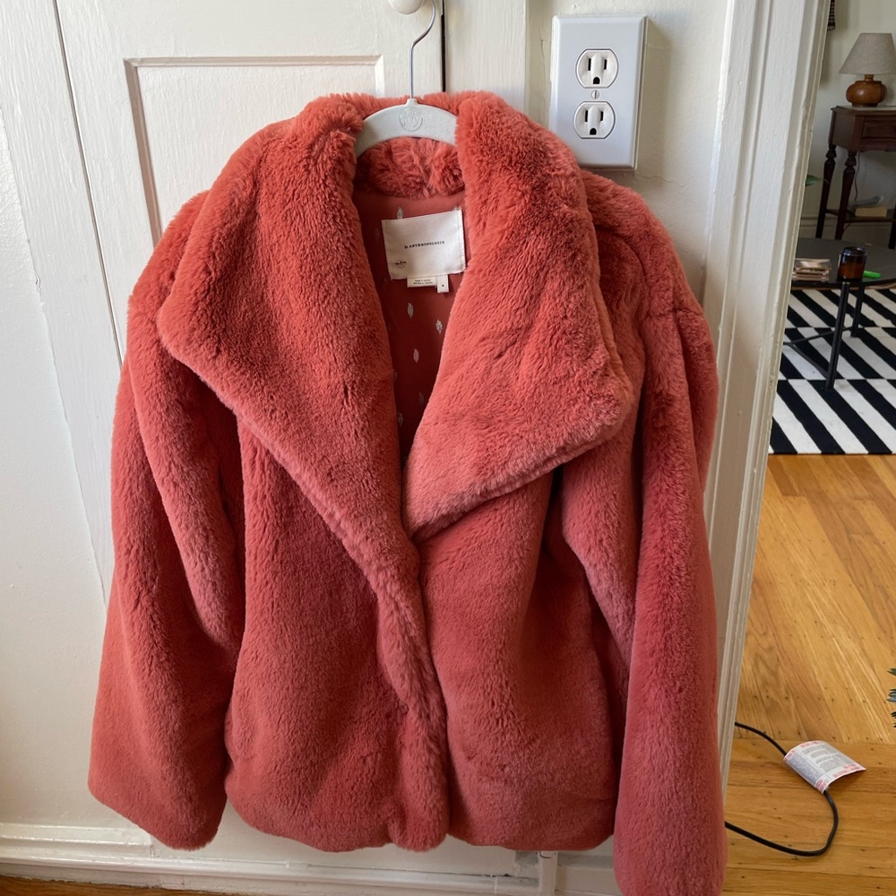 Anthropologie faux fur coat